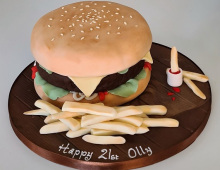 Adult-burger-chips-cake
